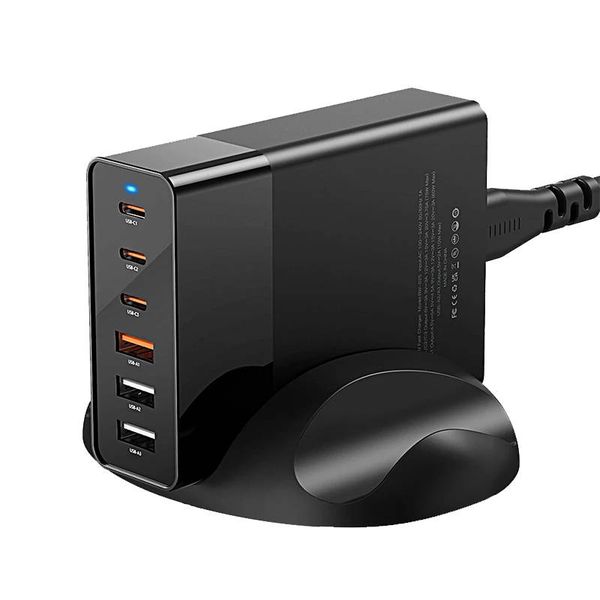 Blitzwolf BW-S25 Wandladegerät, 75 W, 3x USB + 3x USB-C (schwarz)